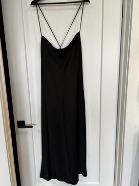 Black Satin Slip Dress with Spaghetti Straps Old Navy, size L